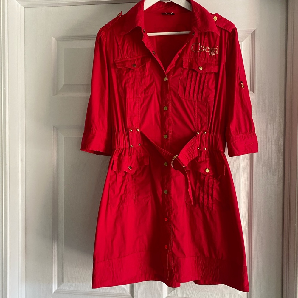 Women’s Red Rhinestone Lion Coogi Dress Size Large